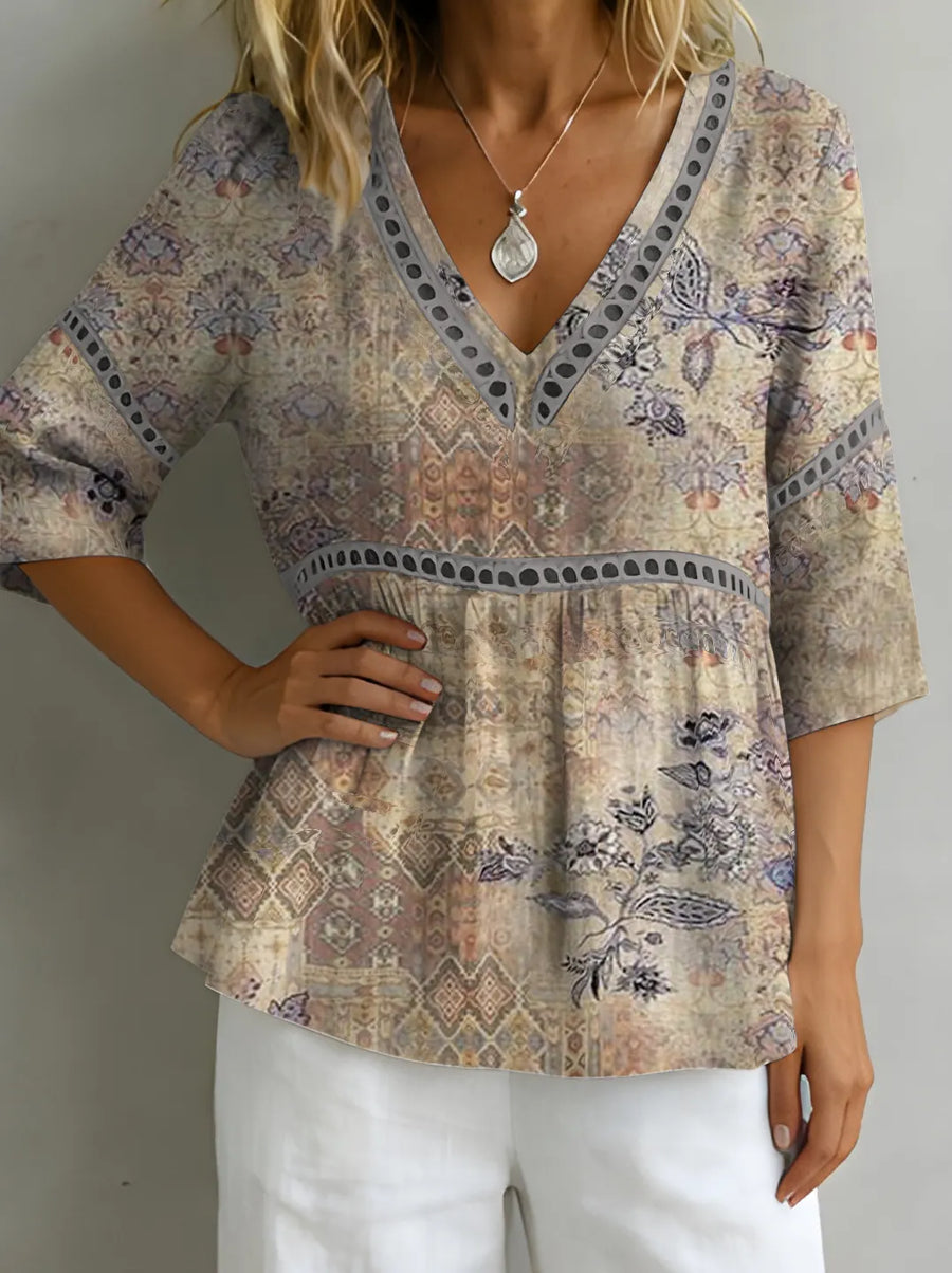 SEGGIANO - Kimono in lino con ricami orientali