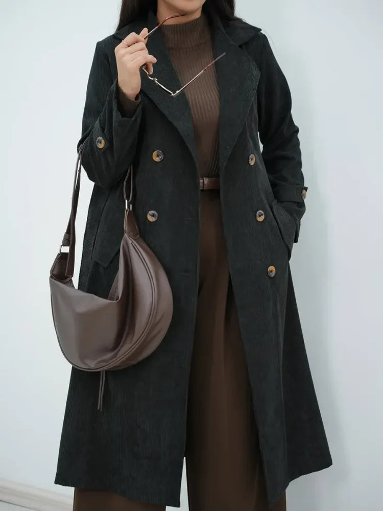 SELLIA - Trench da donna in velluto a coste