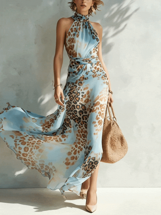GIULIA - Abito Maxi Blu in Chiffon