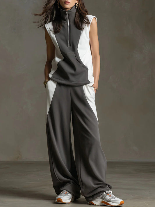 GERMIGNAGA - Completo top smanicato e pantaloni palazzo elastici
