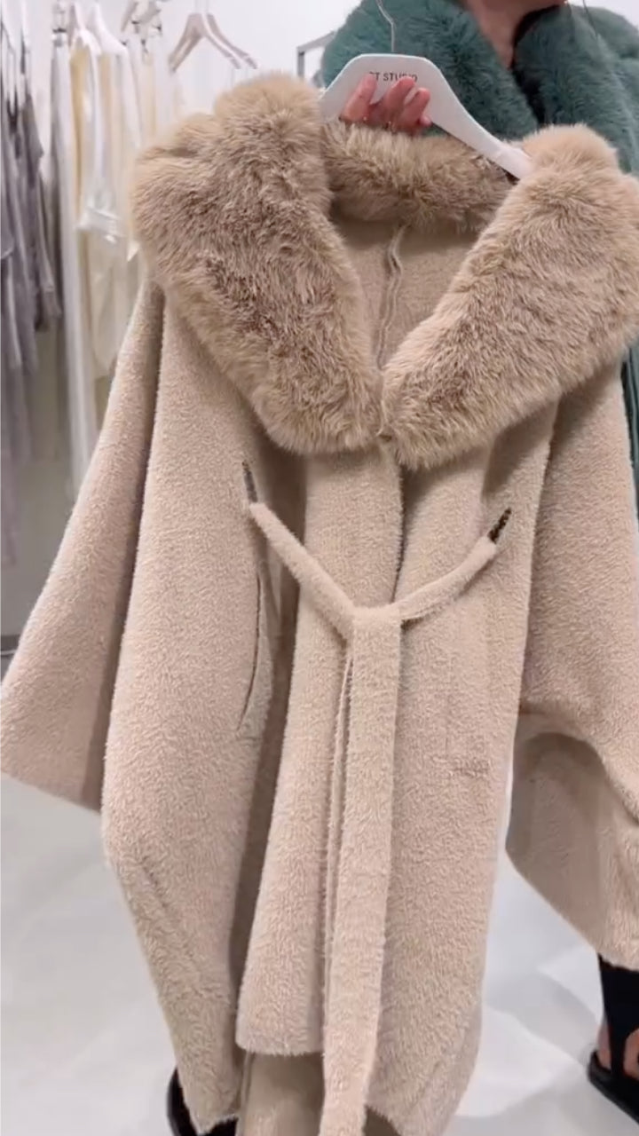 TOLFA - Abito cappotto con maxi collo soffice per uscite chic ✨