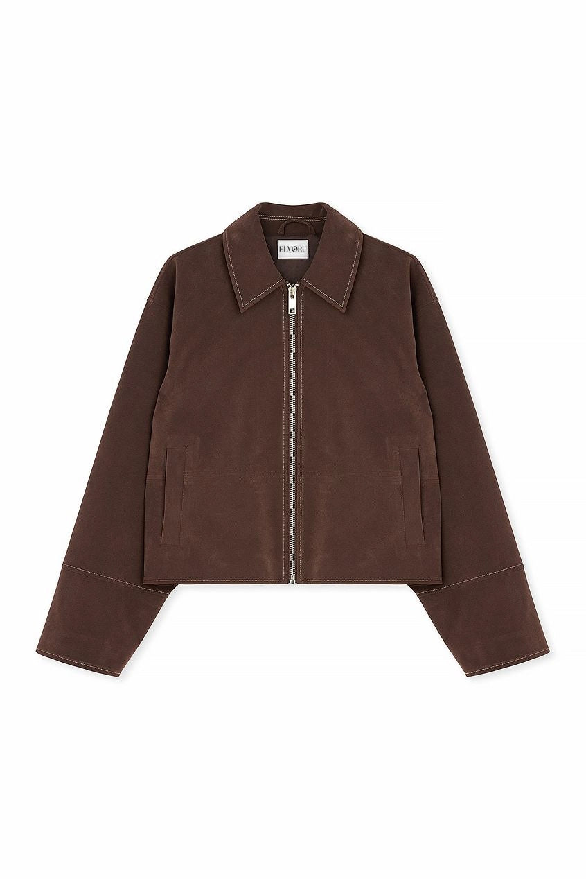 CUTROFIANO - Giacca oversize in finta pelle scamosciata