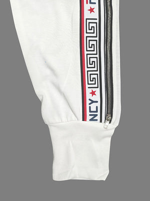 ALBIANO - Completo bianco o nero con stampa lettering e zip laterali