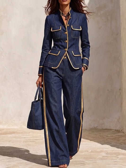 VINICIA - Jeans casual blu con dettagli dorati
