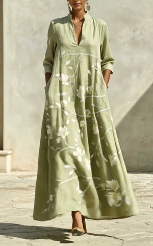 PORZIA - Abito maxi romantico a maniche medie