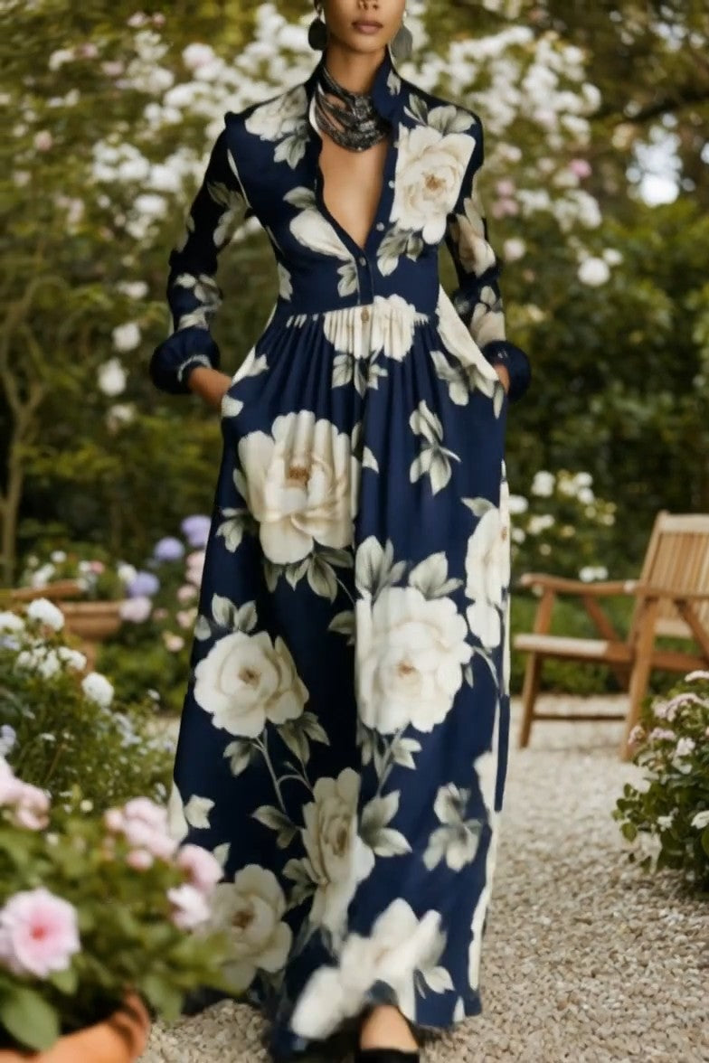 CONTRONE - Maxi dress casual floreale elegante