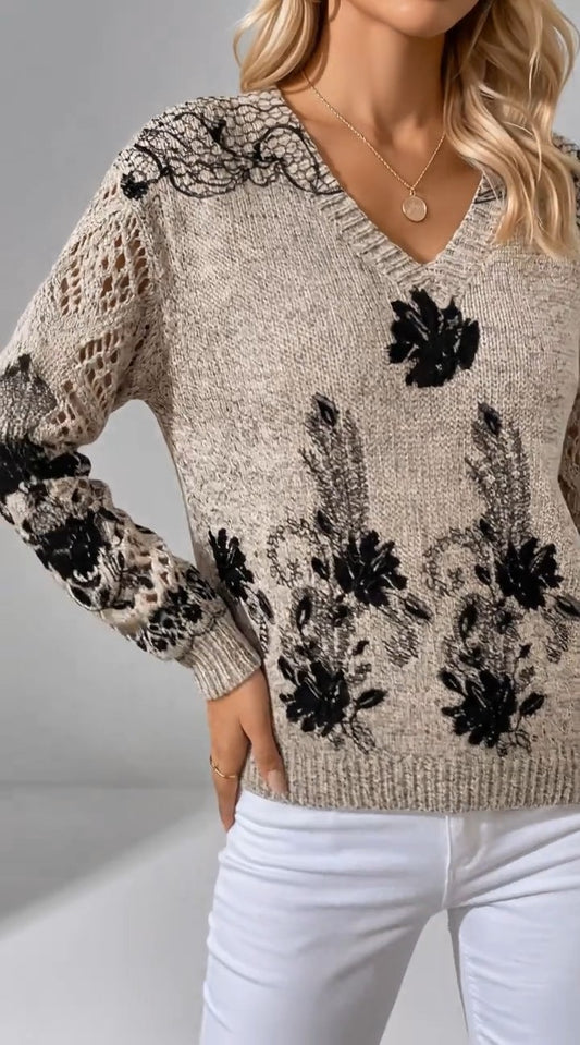 BERGEN - Maglione in maglia con stampa floreale multicolore — SHOT 1