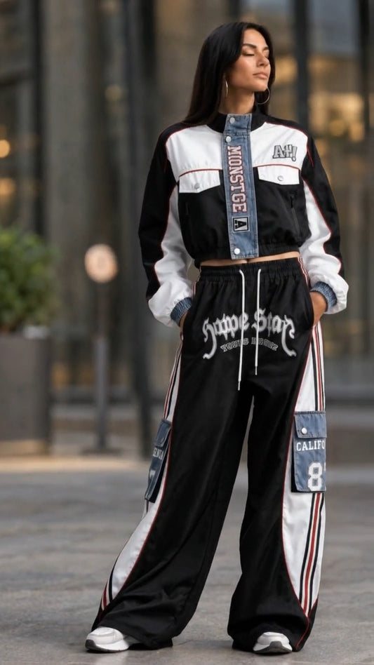 TRIPI - Set due pezzi con inserti denim per look street grintosi 🔥 — SHOT 1