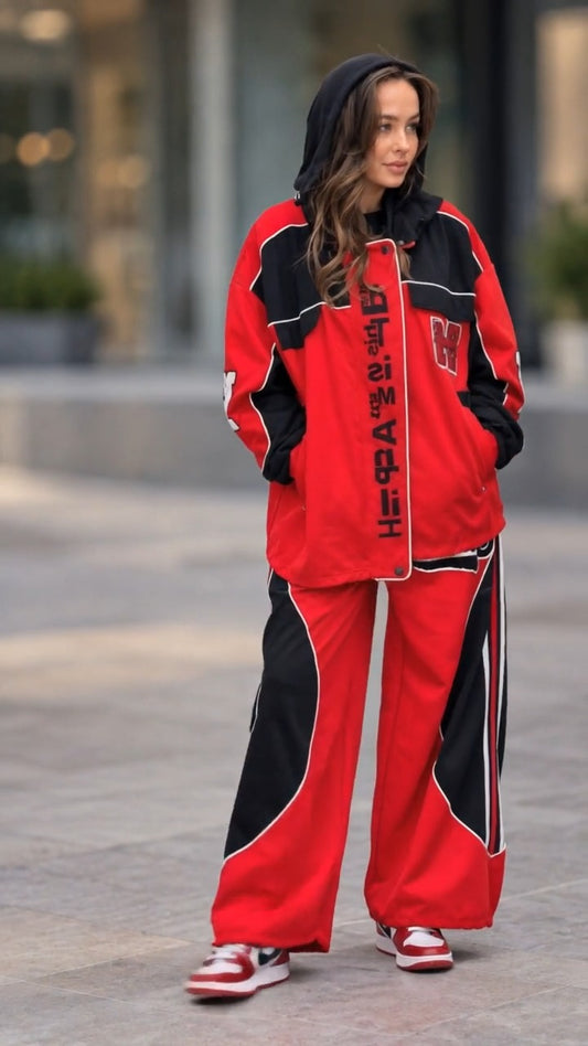 CAVALLIRIO - Set due pezzi oversize con bande sportive per streetwear ✨ — SHOT 1