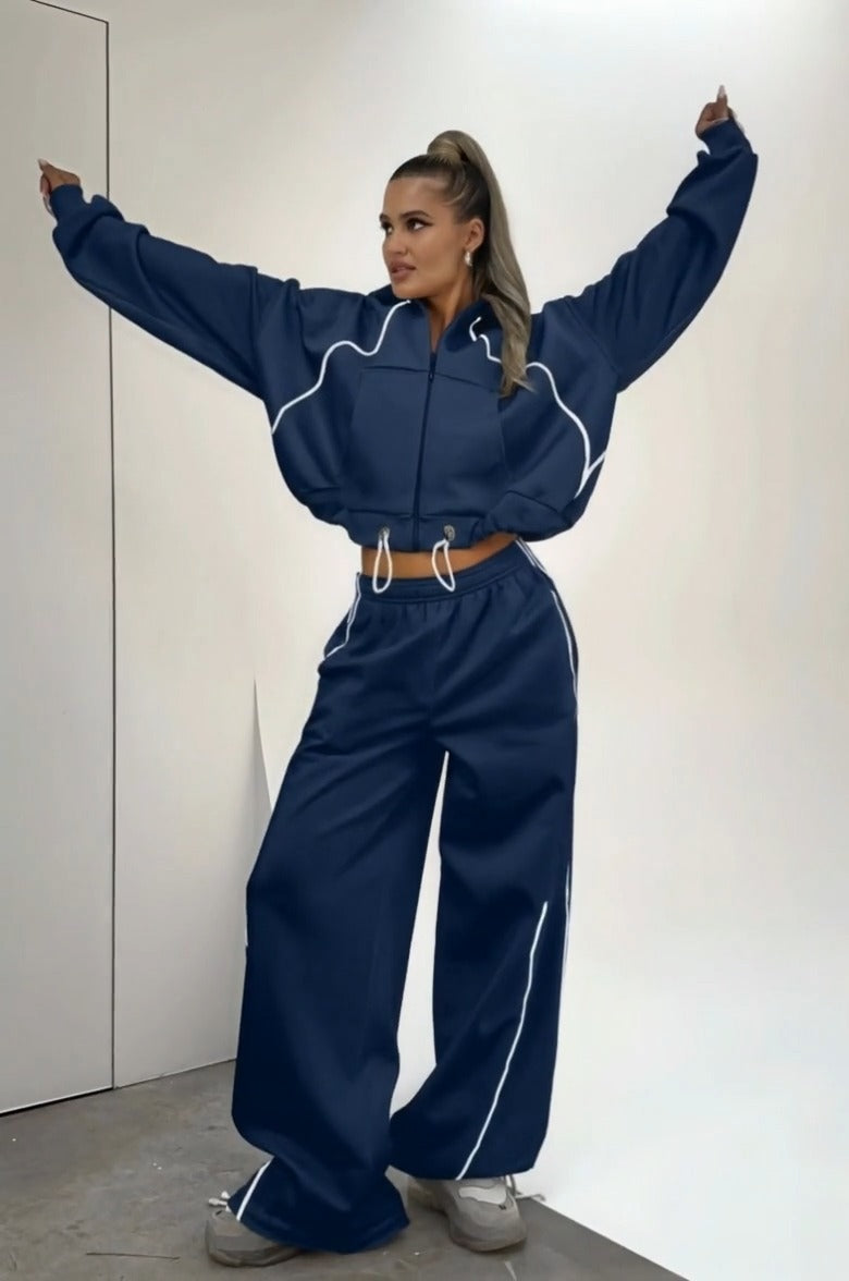 FRISA - Set due pezzi con cappuccio a righe color block e zip