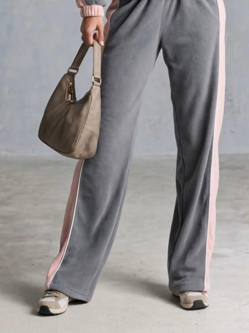 NUMANA - Set due pezzi in pile grigio con zip e revers doppiopetto