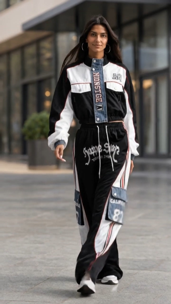 TRIPI - Set due pezzi con inserti denim per look street grintosi 🔥
