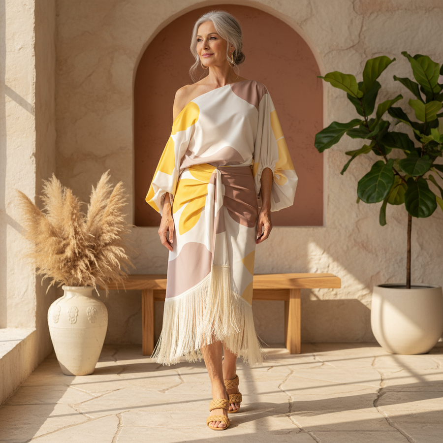 SOFIA - Set elegante bianco e rosa