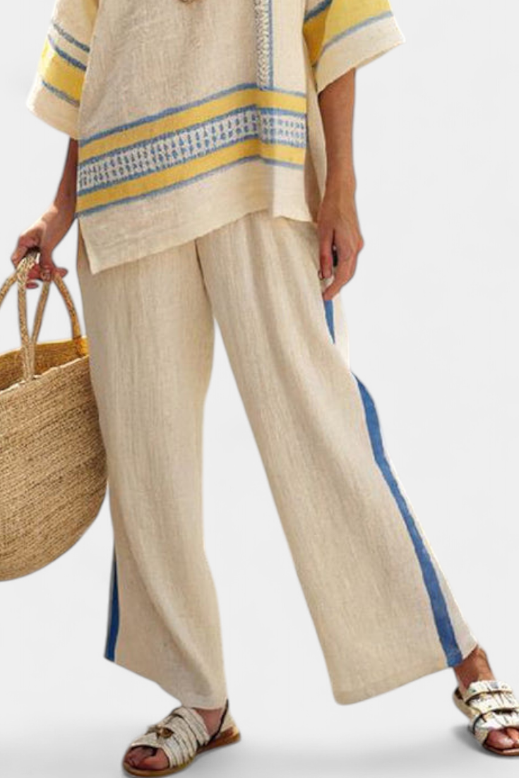 ALESSIA - Set a righe multicolori in lino