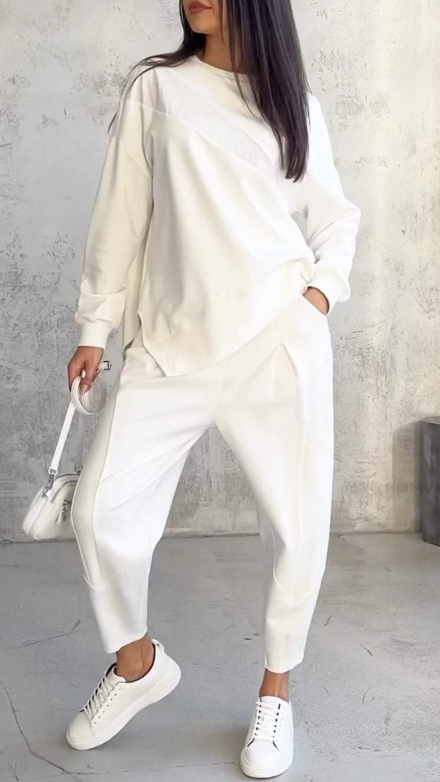GIULIA - Completo 2 Pezzi Coordinato in Bianco, Grigio e Nero