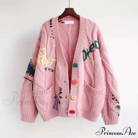 AMBIVERE - Cardigan in maglia con tasche e ricami