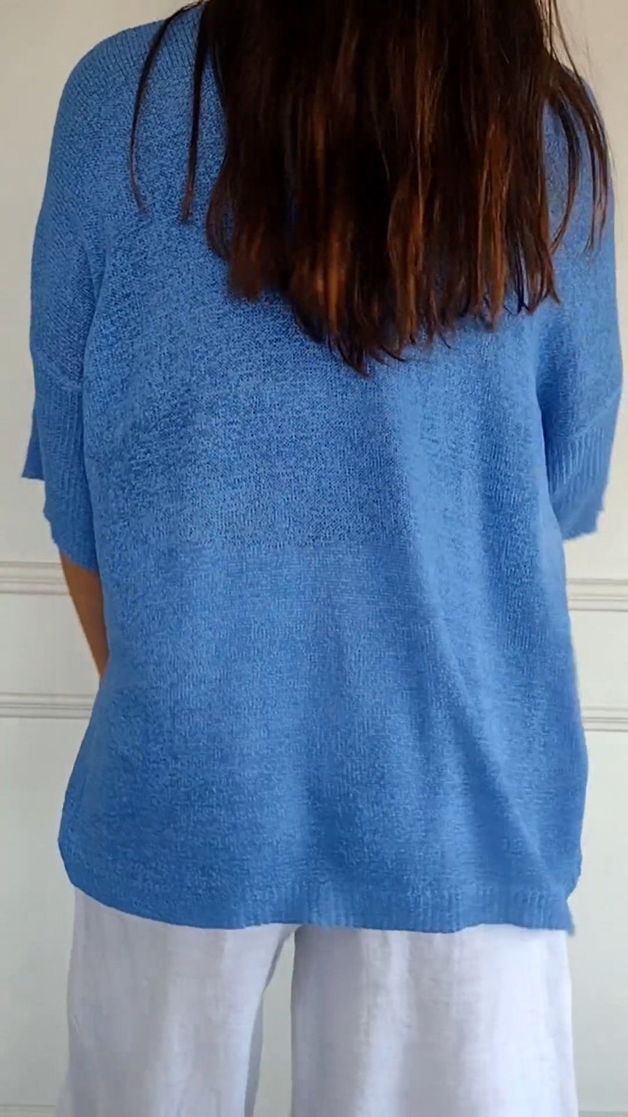 LUDOVICA - Top in maglia rosso con scollo a V