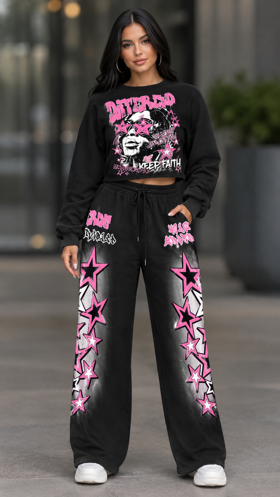 CERMIGNANO - Set due pezzi con stelle grafiche per look streetwear ✨