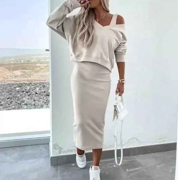 GARLENDA - Set due pezzi con top scivolato e gonna midi