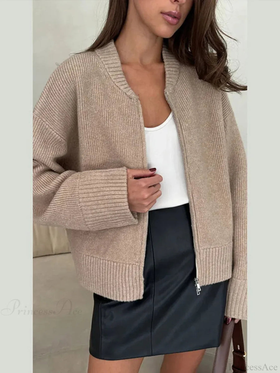 COLLIANO - Cardigan in maglia con zip e vestibilità morbida