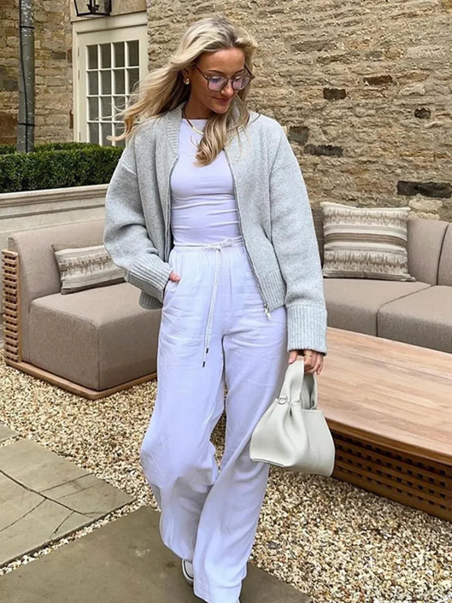 COLLIANO - Cardigan in maglia con zip e vestibilità morbida