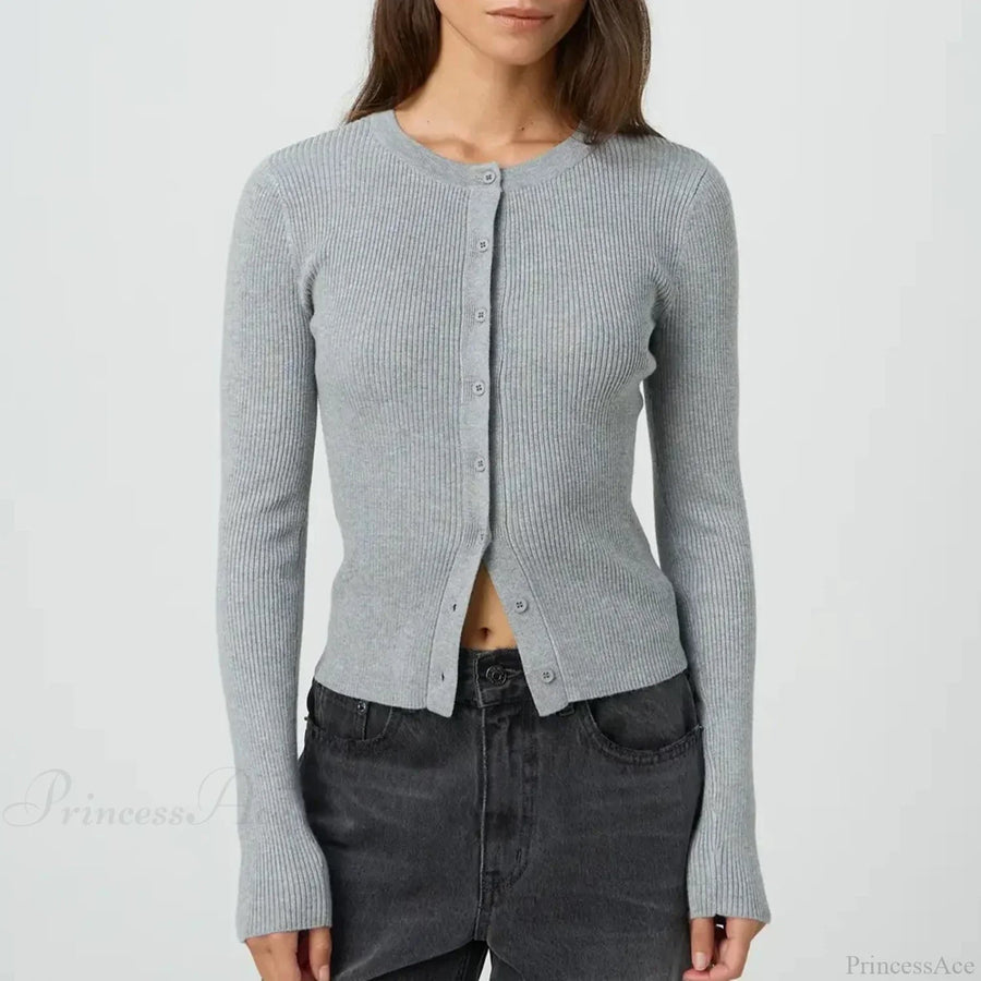 MAENZA - Cardigan slim a costine con bottoni