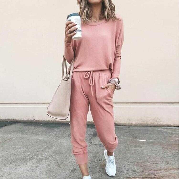 GIULIA - Completo coordinato da donna in rosa, nero e grigio