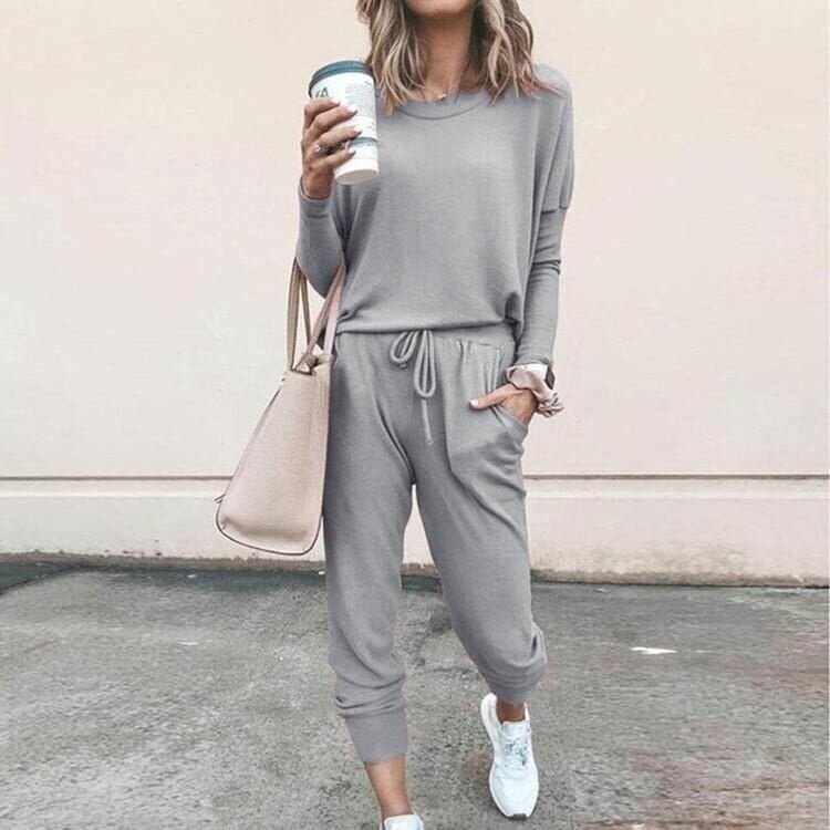 GIULIA - Completo coordinato da donna in rosa, nero e grigio