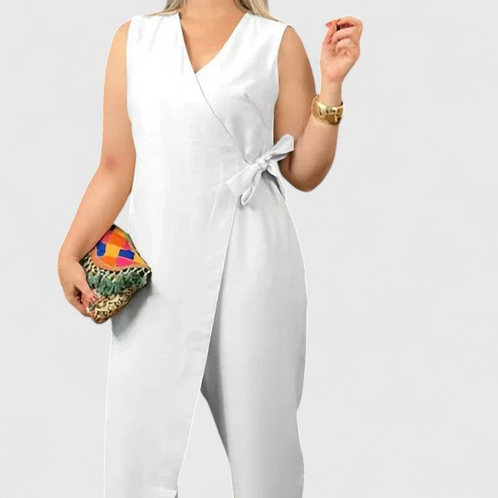 CHIARA - Tuta donna effetto wrap multicolore