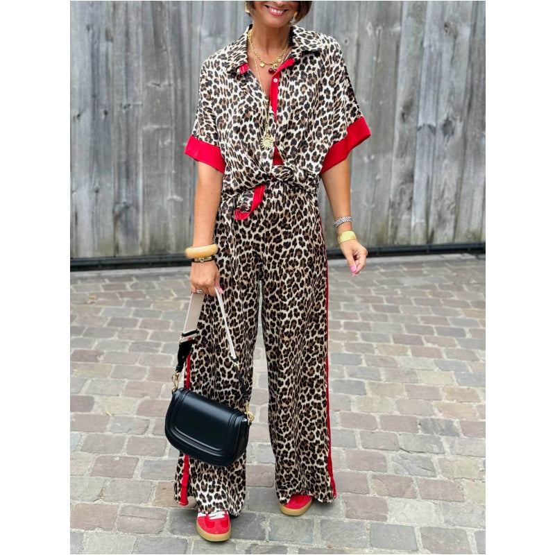 SOFIA - Set due pezzi leopardato rosso, verde e marrone