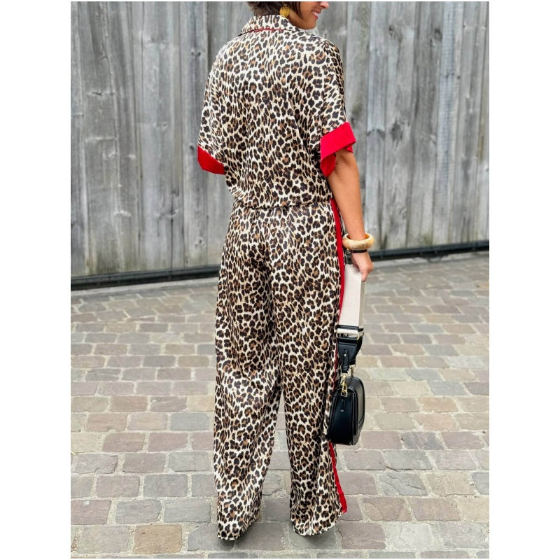 SOFIA - Set due pezzi leopardato rosso, verde e marrone