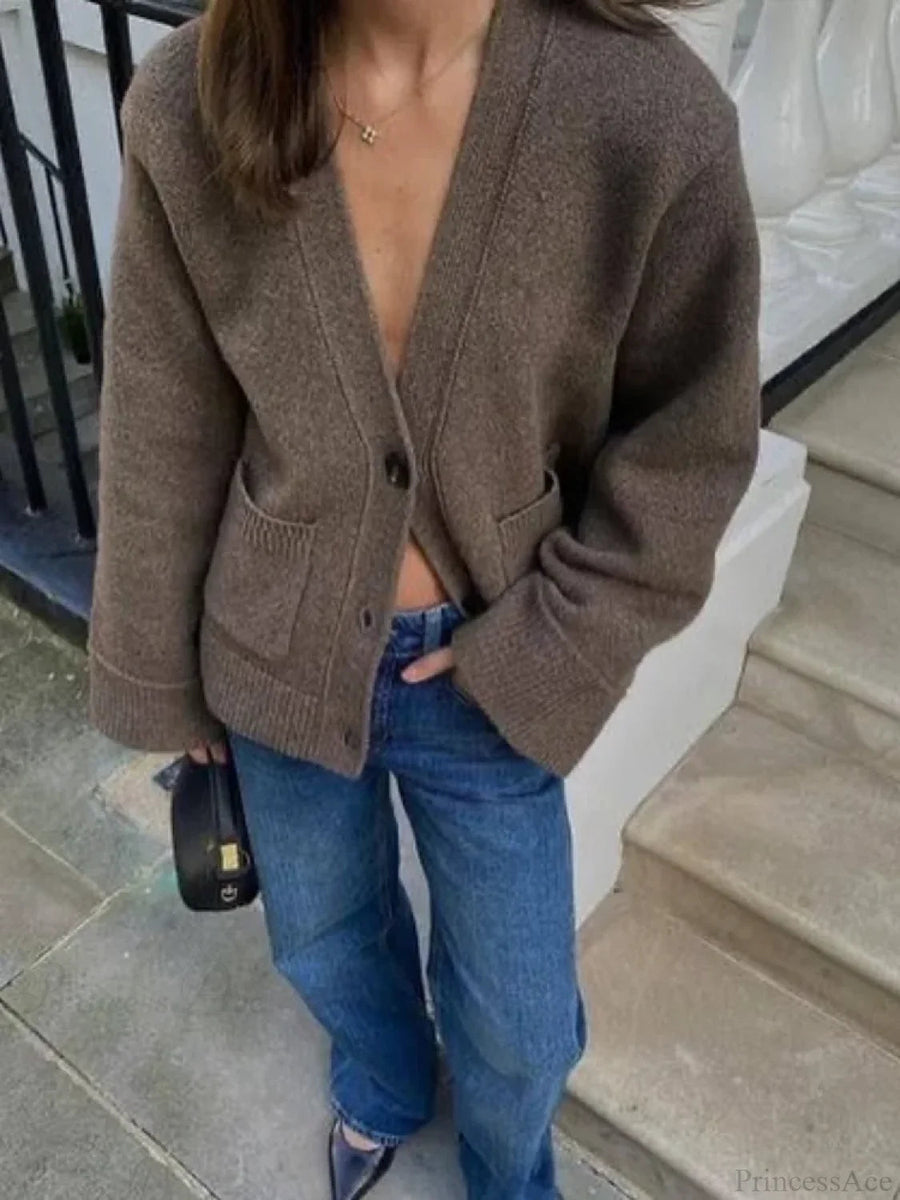 BOJANO - Cardigan con scollo a V, tasche e maniche lunghe