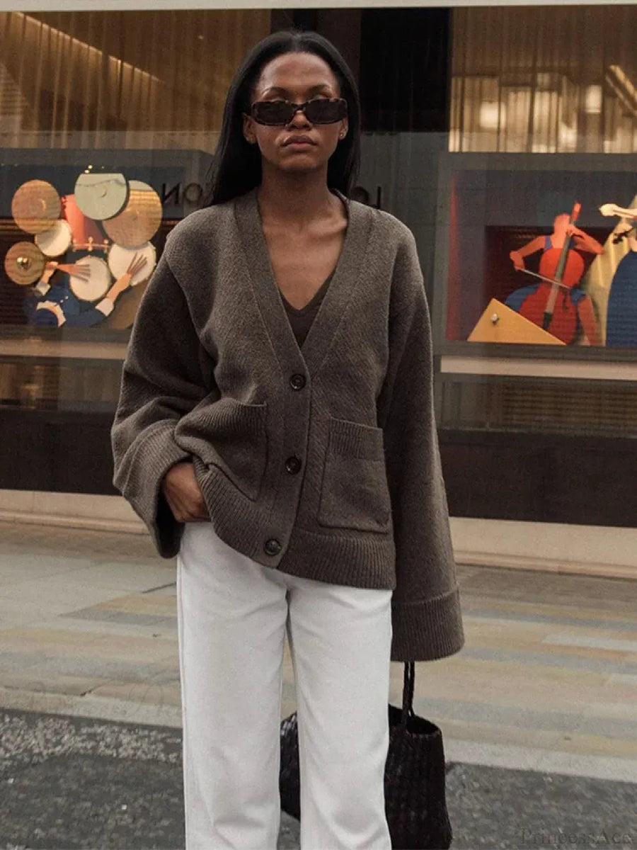 BOJANO - Cardigan con scollo a V, tasche e maniche lunghe