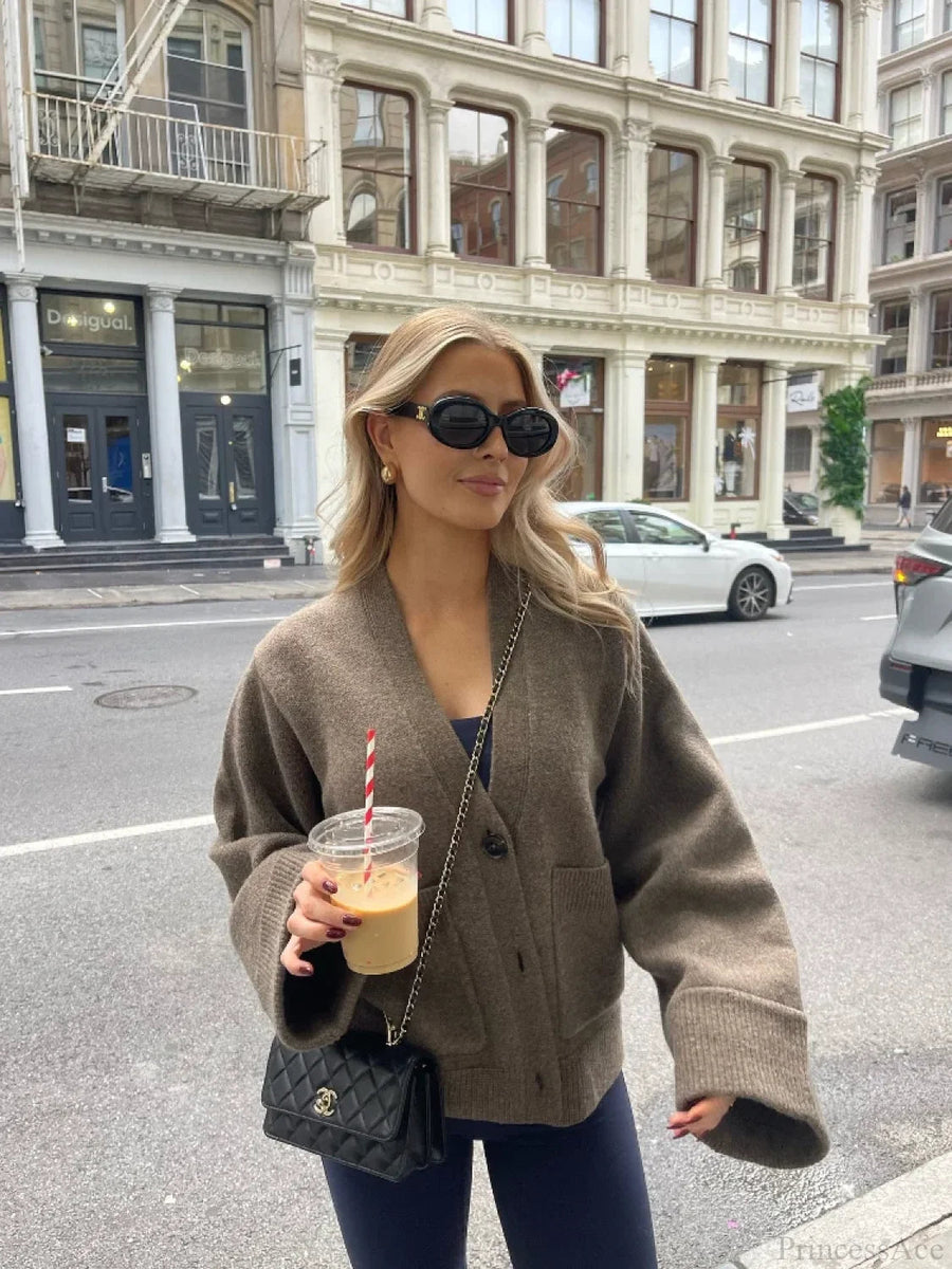 BOJANO - Cardigan con scollo a V, tasche e maniche lunghe