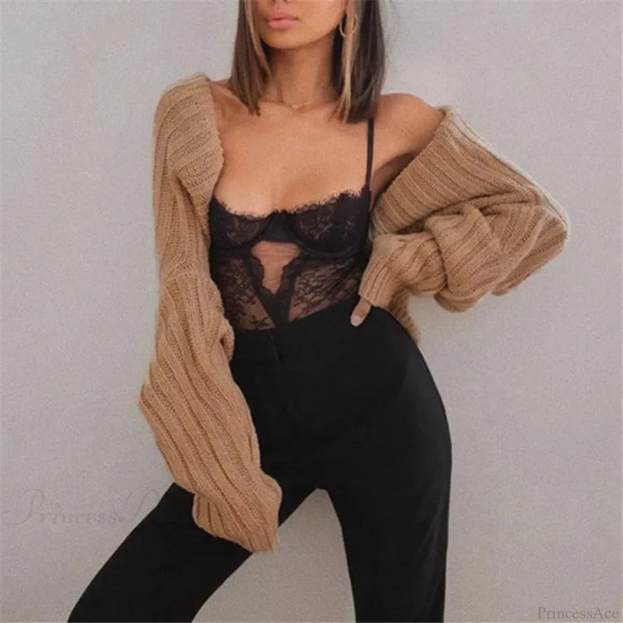 CARLANTINO - Cardigan corto in maglia con spalle scese